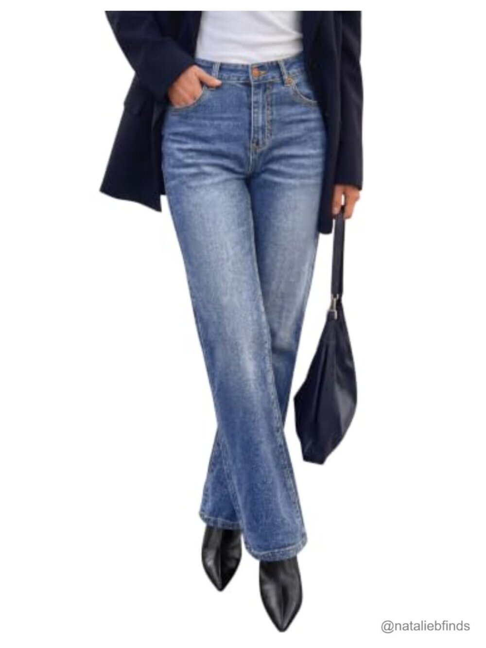 High Waisted Straight Leg Stretch Jeans Women Denim Casual Office